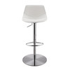 18.12" X 18.9" X 39.57" White Leatherette Over Steel Frame Adjustable Swivel Bar/Counter Stool with Brushed Stainless Steel Base