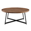 35.44" X 35.44" X 15.75" Round Coffee Table in American Walnut and Black