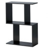 2-tier S-Shaped Bookcase Free Standing Storage Rack Wooden Display Decor Black