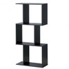 3-tier S-Shaped Bookcase Free Standing Storage Rack Wooden