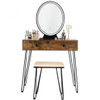Industrial Makeup Dressing Table with 3 Lighting Modes-Tan