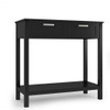 2 Drawers Accent Console Entryway Storage Shelf-Black