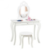 Kids Princess Makeup Dressing Play Table Set with Mirror -White