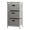 3-Drawer Fabric Dresser Storage Tower Vertical Foldable Pull Bins-White
