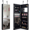 Lockable Storage Jewelry Cabinet with Frameless Mirror-Black