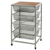 4 Drawer Mesh Shelves Basket Utility Heavy Duty Storage Organizer-Brown