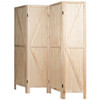 4 Panels Folding Wooden Room Divider-Natural