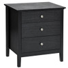 Nightstand Beside End Side Table Organizer with 3 Drawers-Black