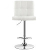 Set of 2 Adjustable PU Leather Bar Stools-White