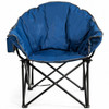 Folding Camping Moon Padded Chair with Carry Bag-Navy