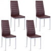 4 pcs PVC Leather Dining Side Chairs Elegant Design -Coffee