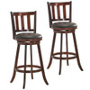 Set of 2 Bistro Leather Padded Swivel Bar stool-31"