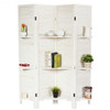 4 Panel Folding Room Divider Screen with 3 Display Shelves-White