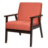 Solid Rubber Wood Fabric Accent Armchair-Orange