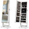 Standing Jewelry Armoire Cabinet with Full Length Mirror-White