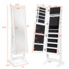 Jewelry Cabinet Stand Mirror Armoire with Large Storage Box-White