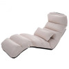 Stylish  Folding Lazy Sofa Chair with Pillow-Beige
