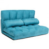 Foldable Floor 6-Position Adjustable Lounge Couch-Blue