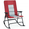 Foldable Rocking Padded Portable Camping Chair with Backrest and Armrest -Red