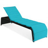 Patio Rattan Lounge Chair Back Adjustable Chaise Recliner  with Cushioned-Turquoise