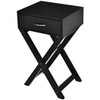 Modern Nightstand X-Shape Drawer Accent Side End Table-Black