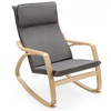 Modern Bentwood Rocking Chair Fabric Upholstered Relax Rocker Lounge Chair-Gray