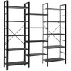 Vintage Triple Wide 5-Tier Bookcase Large Bookshelf Display Storage Shelf-Black