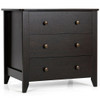 3 Drawer Dresser Chest of Drawers Bedside Table-Espresso