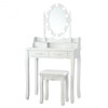 Makeup Dressing Table with Touch Switch Lighted Mirror and Cushioned Stool-White