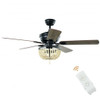 52" Retro Ceiling Fan Light with Reversible Blades Remote Control-Black