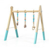 Portable 3 Wooden Newborn Baby Exercise Activity Gym Teething Toys Hanging Bar-Blue