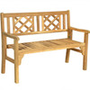 Patio Foldable Bench with Curved Backrest and Armrest