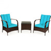 3 PCS Patio Rattan Furniture Set-Turquoise