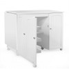 Folding Sewing Table Shelves Storage Cabinet Craft Cart with Wheels-White - COHW66623WH