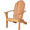 Wooden Outdoor Lounge Chair with Ergonomic Design for Yard and Garden-Natural