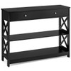 Console Accent Table with Drawer and Shelves -Black