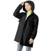 Hooded  Women's Wind & Waterproof Trench Rain Jacket-Black-M