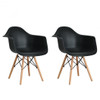 Set of 2 Mid Century Modern Molded Dining Arm Side Chair-Black