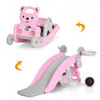 4-in-1 Toddler Slide and Rocking Horse Playset with Basketball Hoop-Pink