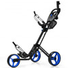 Folding 3 Wheels Golf Push Cart with Brake Scoreboard Adjustable Handle-Blue