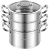 3 Tier Stainless Steel Steamer Pot Steaming Cookware Saucepot with Handle