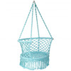 Hanging Hammock Chair Macrame Swing Hand Woven Cotton Backrest-Turquoise