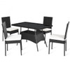 5 Pcs Outdaoor Patio Rattan Dining Set with Glass Top with Cushions