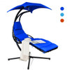 Hanging Stand Chaise Lounger Swing Chair with Pillow-Navy