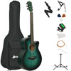40" Full Size Cutaway Acoustic Guitar Starter Guitarra Bundle Kit -Green