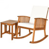 2PCS Acacia Wood Patio Rocking Chair Table Set