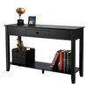 Console Sofa Side Accent Table with Drawer Shelf-Black