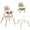 4-in-1 Baby Wooden Convertible High Chair -Khaki