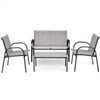 4 pcs Patio Furniture Set with Glass Top Coffee Table-Gray