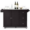 Kitchen Island 2-Door Storage Cabinet with Drawers and Stainless Steel Top-Black